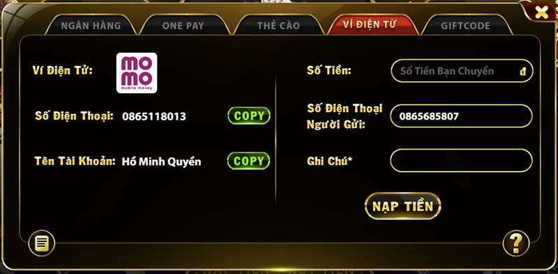Rút tiền tại go88