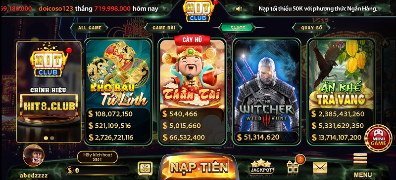 Game slot của Hit Club đem đến hũ Jackpot lên tới hàng tỷ đồng