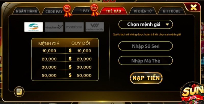 Kiểm tra cẩn thận từng thông tin khi điền vào phiếu nạp tiền