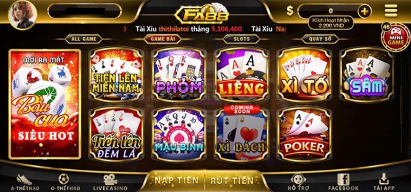 Hệ thống game bài đa dạng, hấp dẫn của Fa88 khiến người chơi say đắm